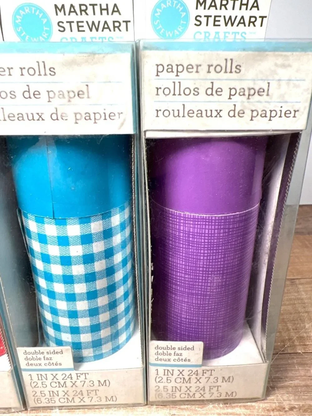 4 Pkg Martha Stewart Crafts Double-Sided Decorative Paper Rolls 1 In & 2.5 In X